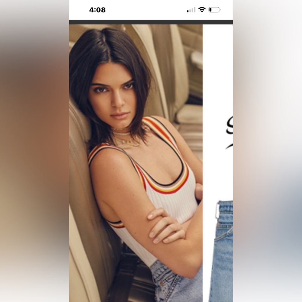 Kendall & Kylie white Ribbed Sleeveless Tank Top Body suit. So flattering